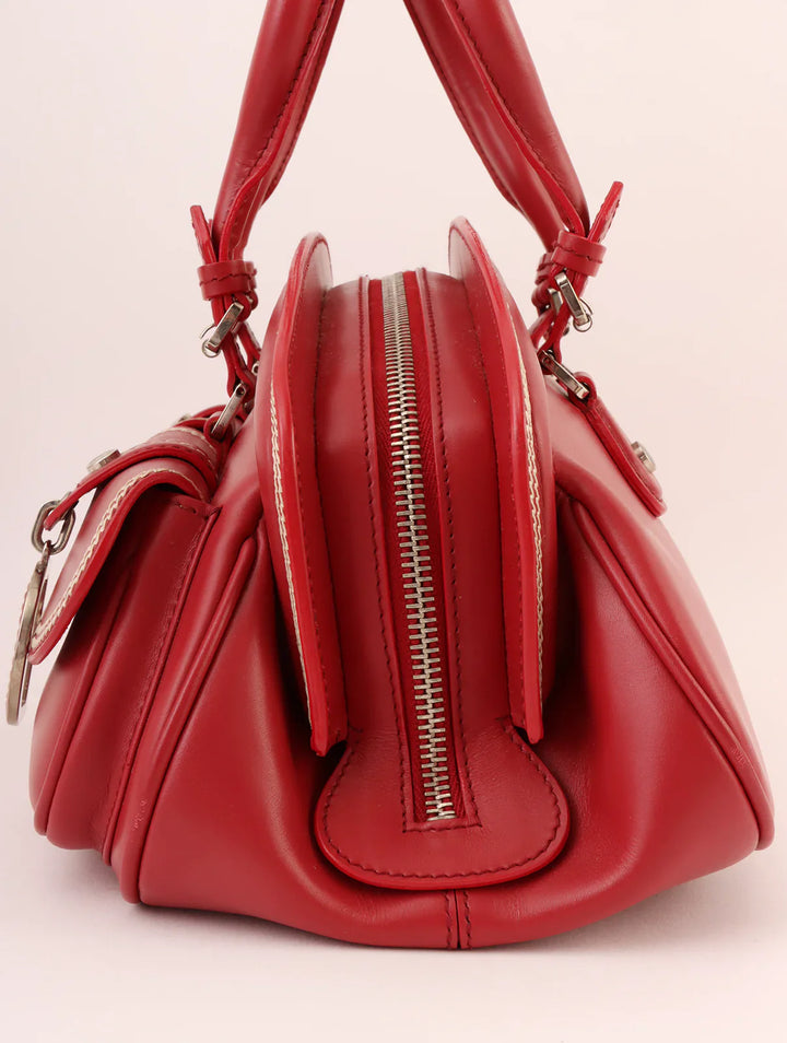 Top quality Dior Logo Plate Top Handle Bag Red