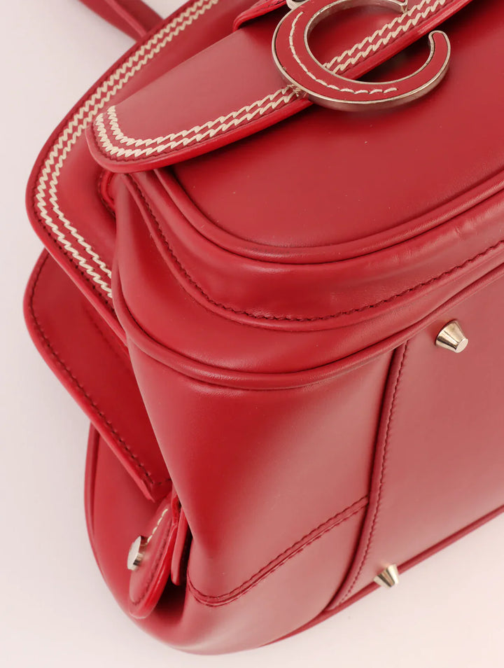 Top quality Dior Logo Plate Top Handle Bag Red