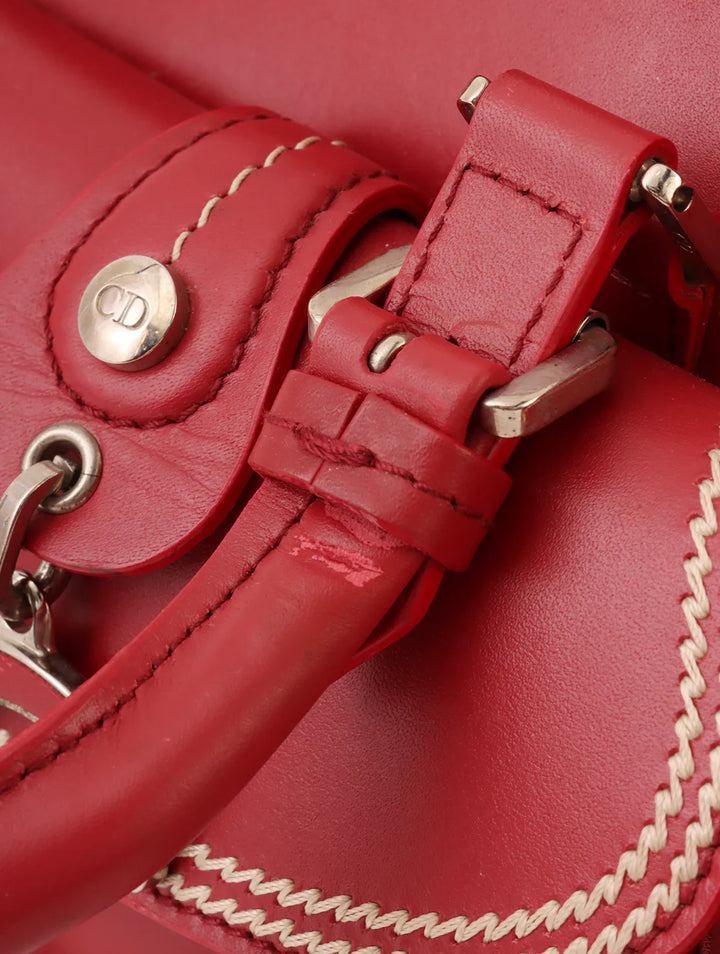 Top quality Dior Logo Plate Top Handle Bag Red