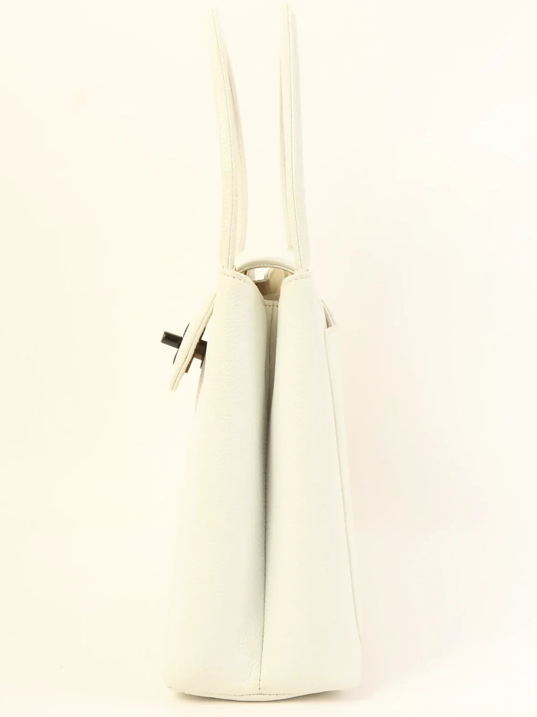 Chanel Around 1998 Made Caviar Skin Turn-Lock Top Handle Bag White