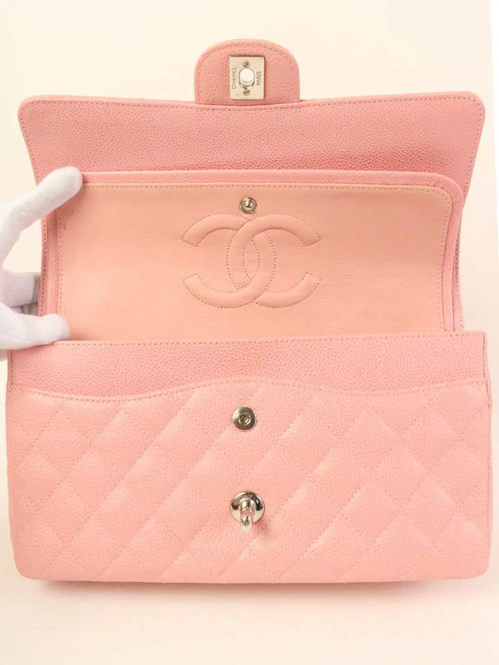 Chanel Around 2004 Made Caviar Skin Classic New Chain Bag 25Cm Pink