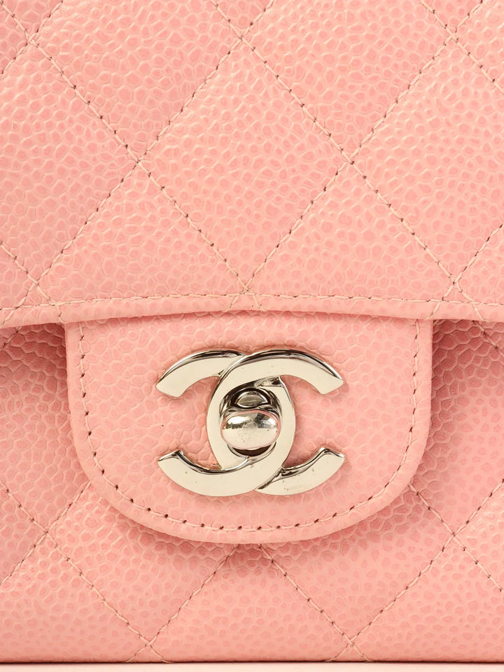 Chanel Around 2004 Made Caviar Skin Classic New Chain Bag 25Cm Pink