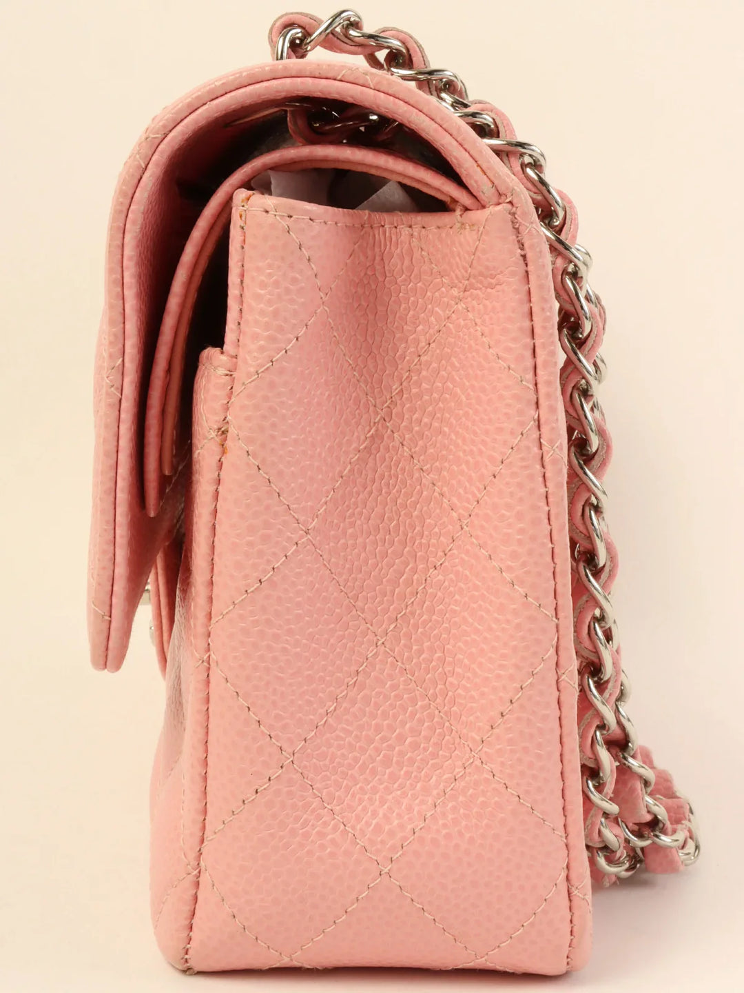 Chanel Around 2004 Made Caviar Skin Classic New Chain Bag 25Cm Pink