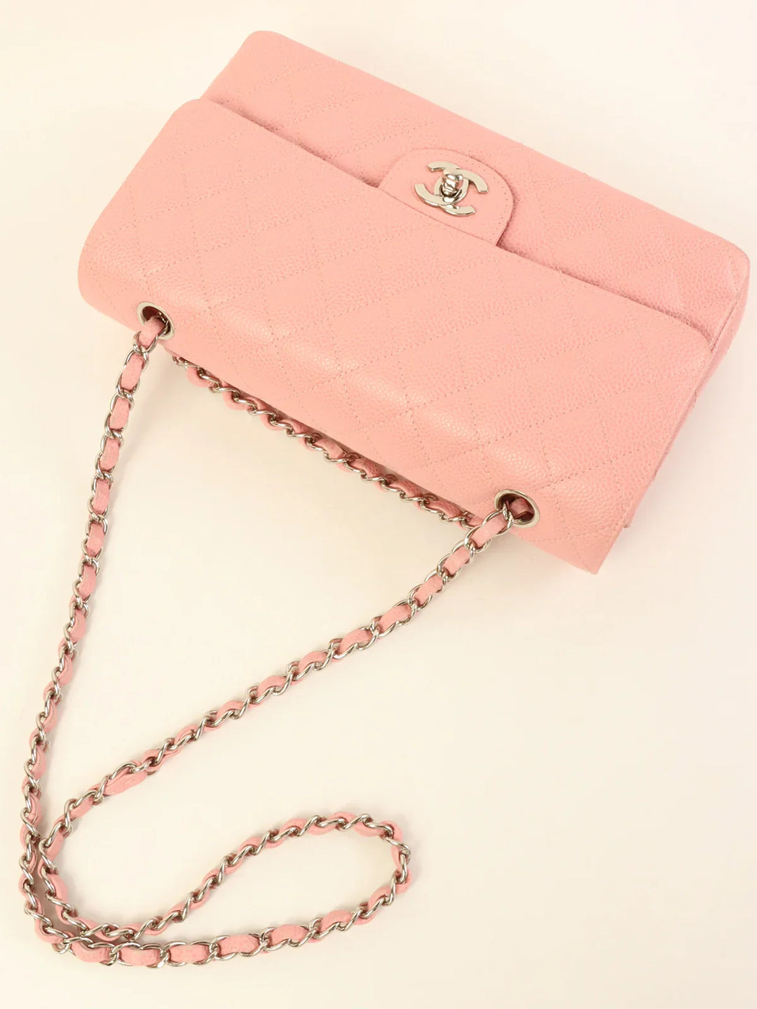 Chanel Around 2004 Made Caviar Skin Classic New Chain Bag 25Cm Pink