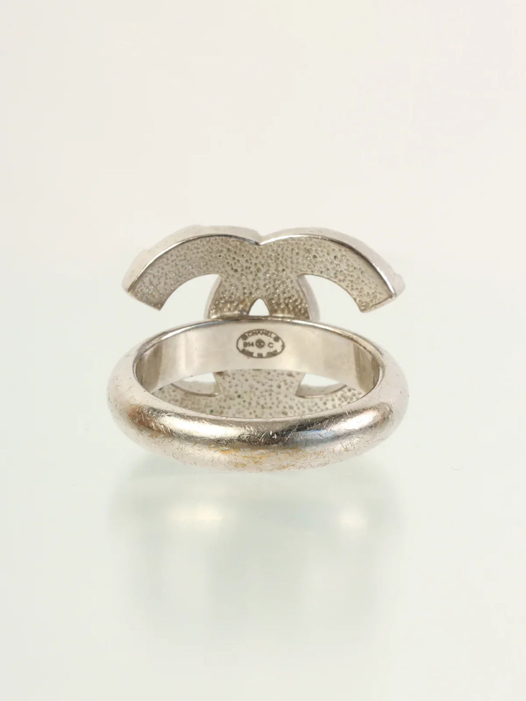 Chanel 2014 Made Rhinestone Cc Mark Ring Silver