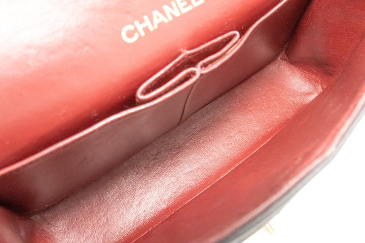 Chanel Classic Double New 9" Chain Shoulder Bag Black Lambskin