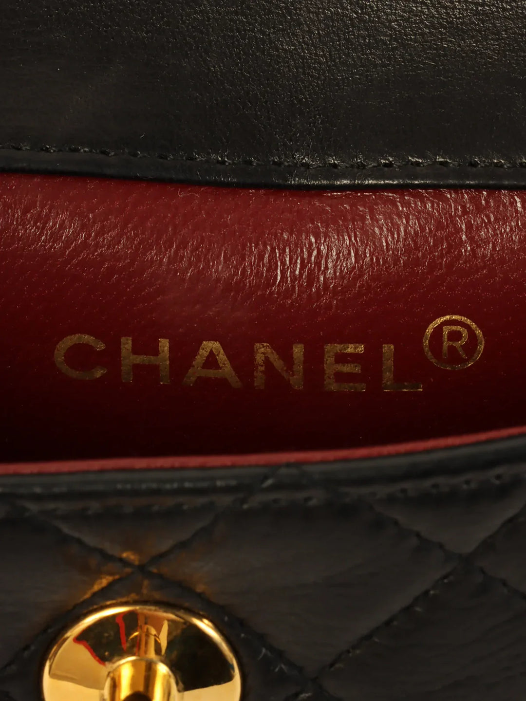 Chanel Around 1990 Made Straight New Turn-Lock Mini Chain Bag Black