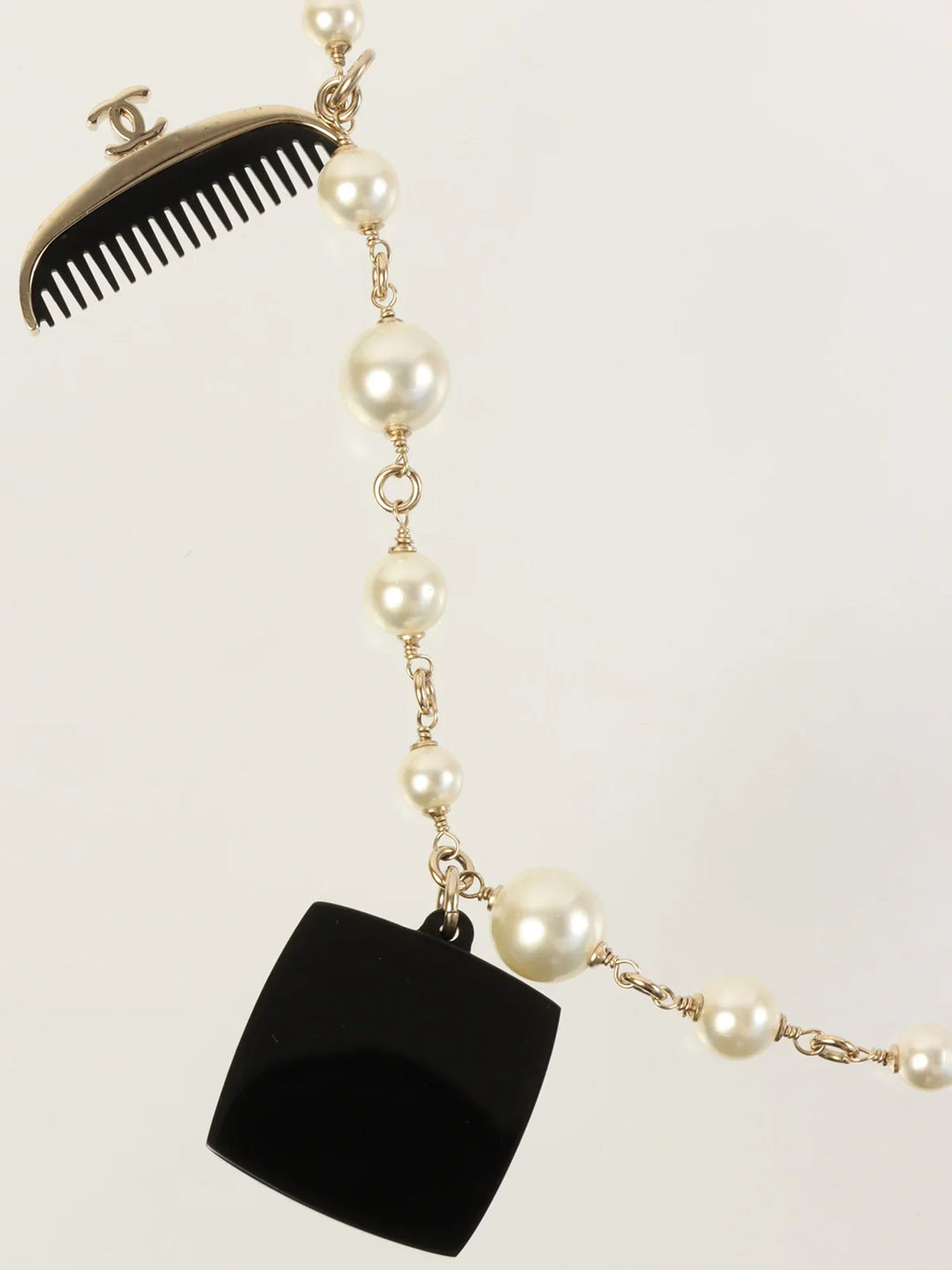 Chanel Rouge Charm Pearl Long Necklace Gold/White/Multi