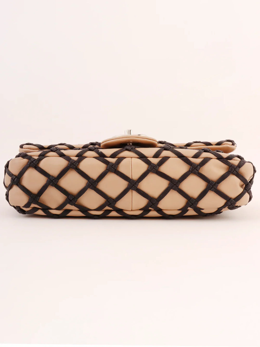 Chanel Around 2010 Made Clochette Turn-Lock Chain Shoulder Bag Beige/Black
