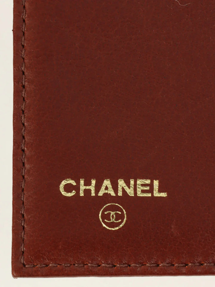 Chanel Around 1998 Made Caivar Skin Cc Mark Stitch Wallet Brown
