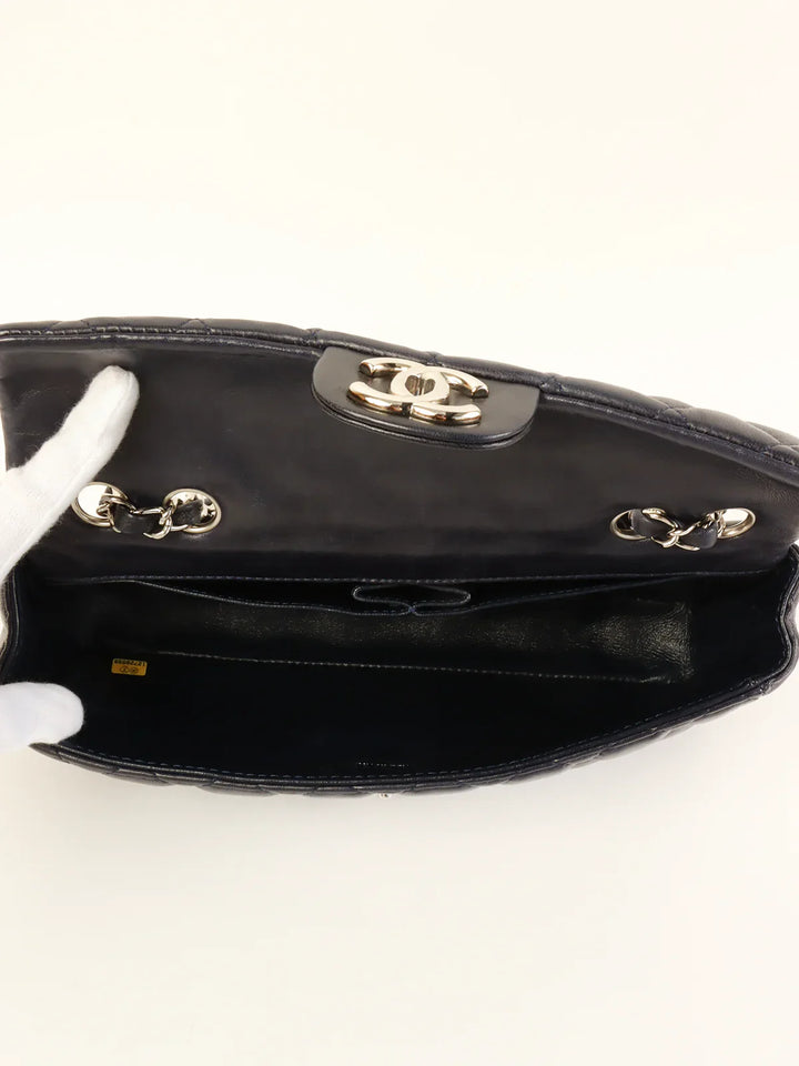 Chanel Around 2008 Made East West Classic New Chain Bag Navy