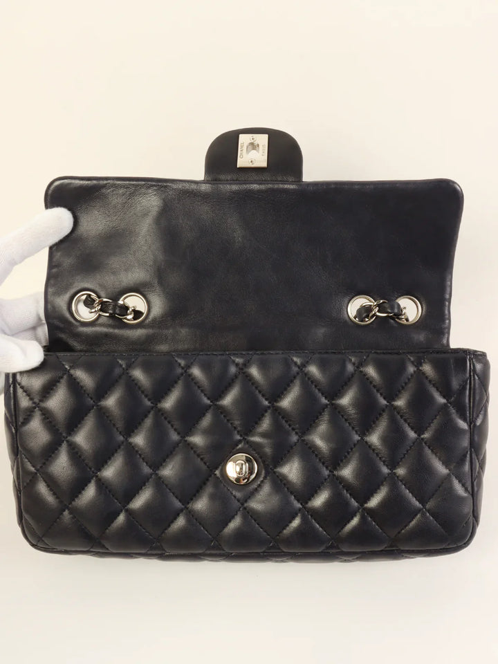 Chanel Around 2008 Made East West Classic New Chain Bag Navy