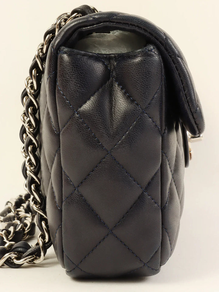 Chanel Around 2008 Made East West Classic New Chain Bag Navy
