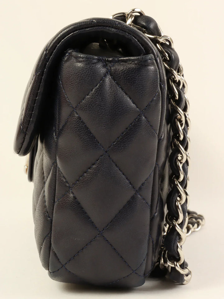 Chanel Around 2008 Made East West Classic New Chain Bag Navy