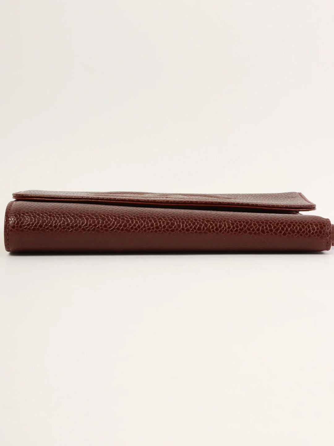 Chanel Around 1998 Made Caivar Skin Cc Mark Stitch Wallet Brown