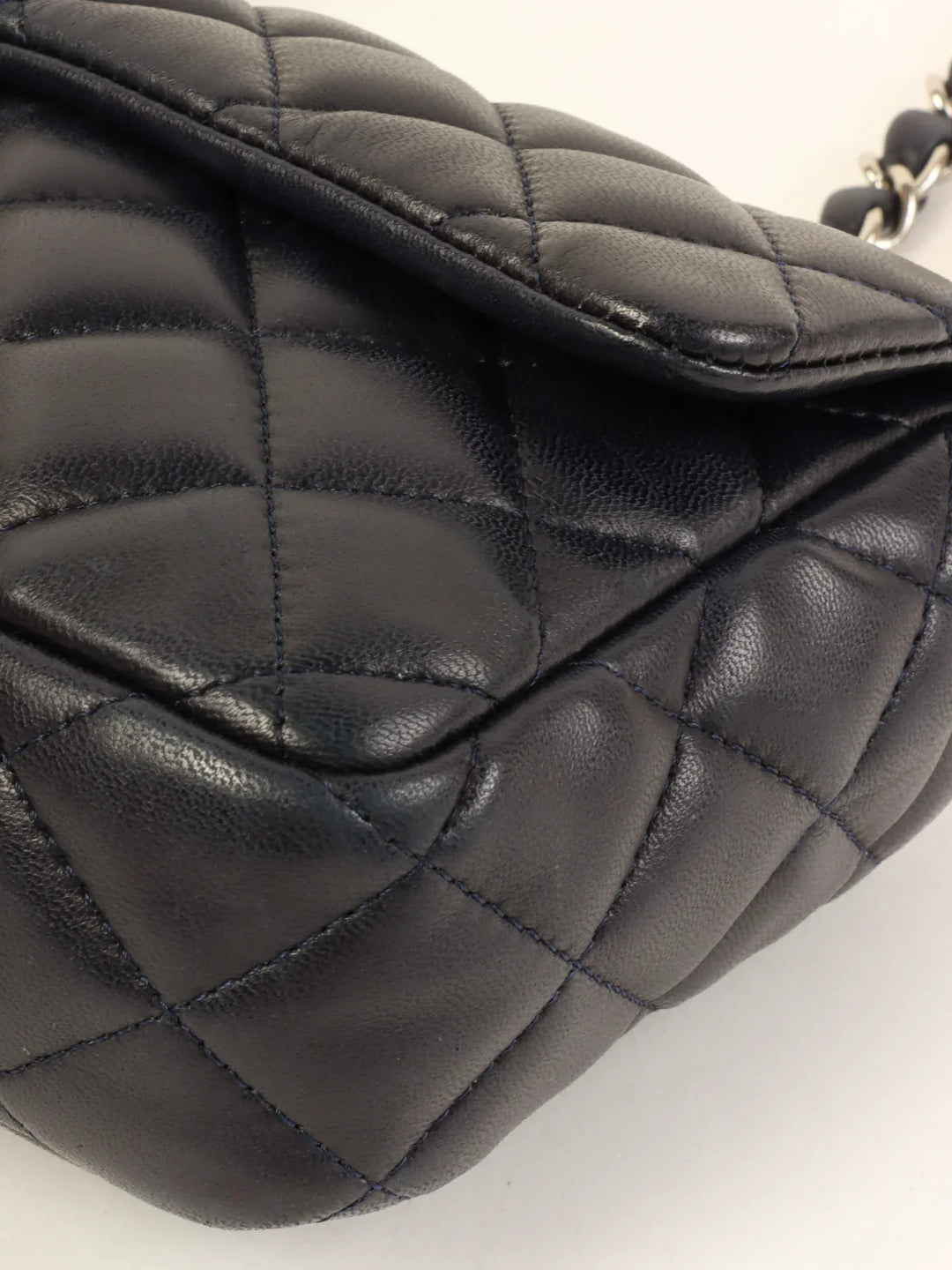 Chanel Around 2008 Made East West Classic New Chain Bag Navy