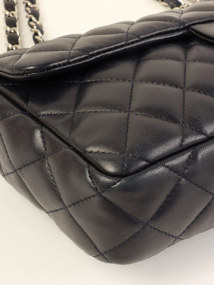 Chanel Around 2008 Made East West Classic New Chain Bag Navy