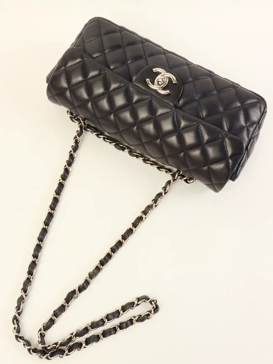 Chanel Around 2008 Made East West Classic New Chain Bag Navy