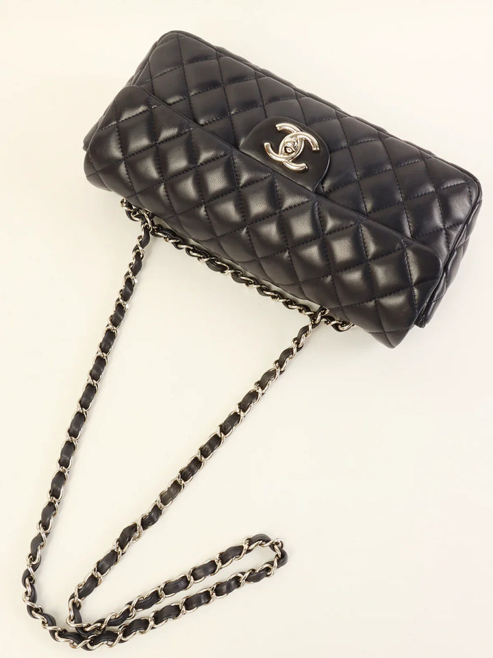 Chanel Around 2008 Made East West Classic New Chain Bag Navy