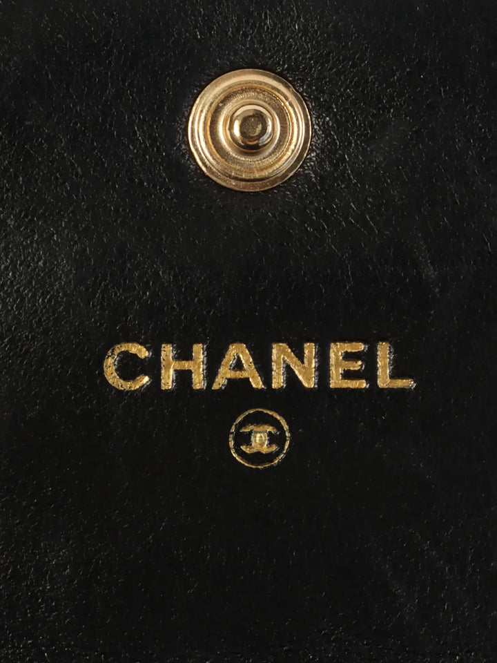 Chanel Around 2001 Made Caviar Skin Cc Mark Stitch Wallet Black