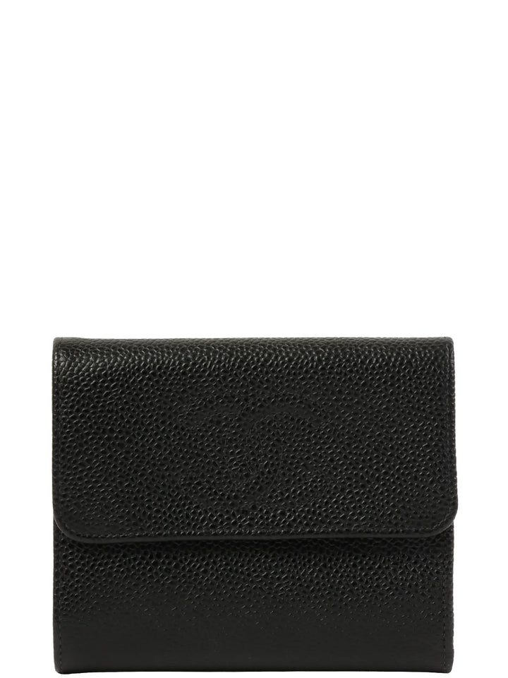 Chanel Around 2001 Made Caviar Skin Cc Mark Stitch Wallet Black