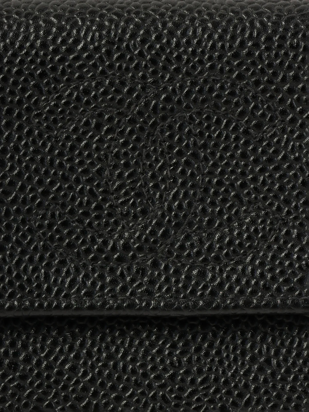 Chanel Around 2001 Made Caviar Skin Cc Mark Stitch Wallet Black