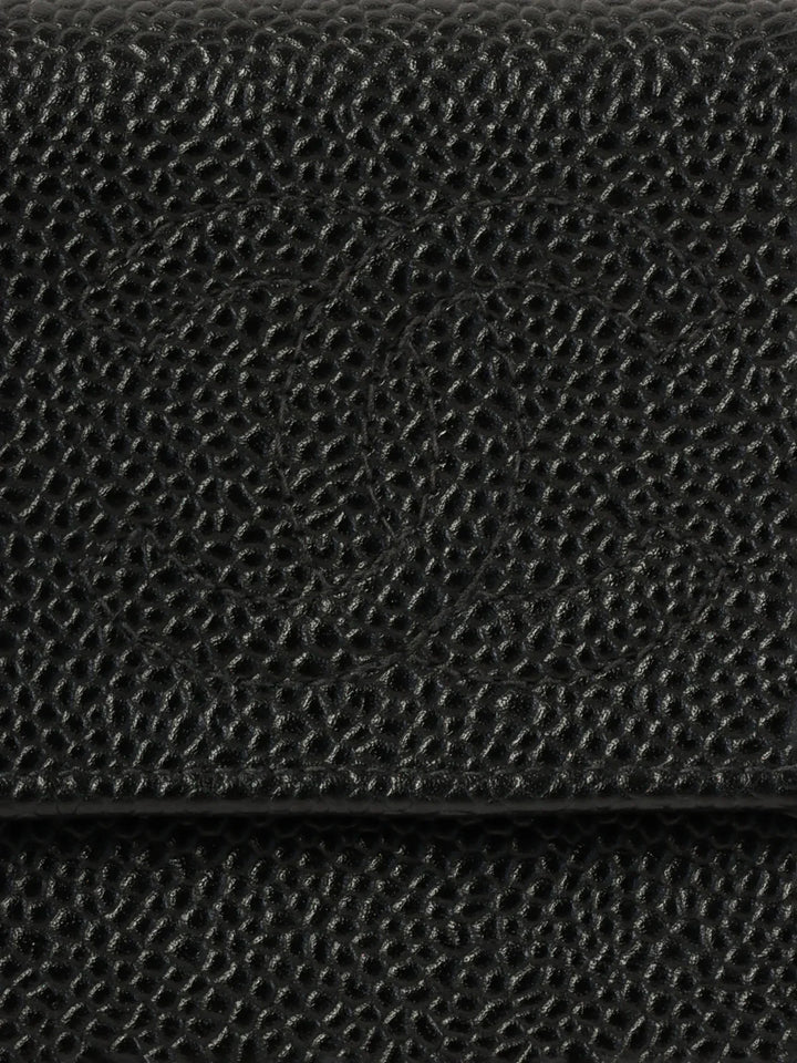 Chanel Around 2001 Made Caviar Skin Cc Mark Stitch Wallet Black