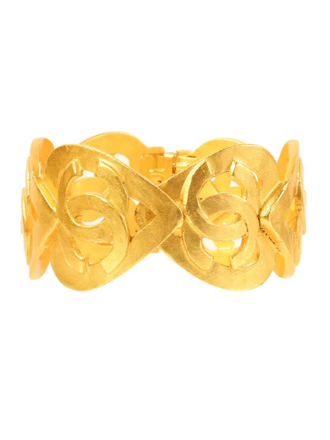 Chanel 1995 Made Cc Mark Heart Cutout Bangle Gold