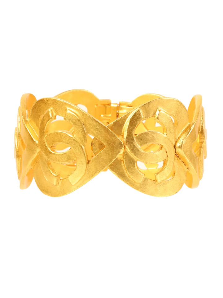 Chanel 1995 Made Cc Mark Heart Cutout Bangle Gold