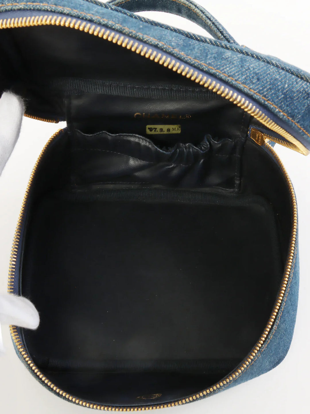 Chanel Around 1997 Made Denim Cc Mark Stitch Vanity Indigo