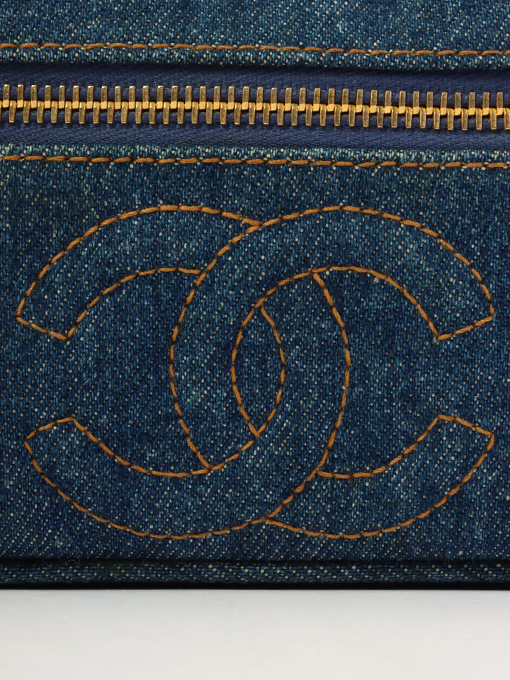 Chanel Around 1997 Made Denim Cc Mark Stitch Vanity Indigo