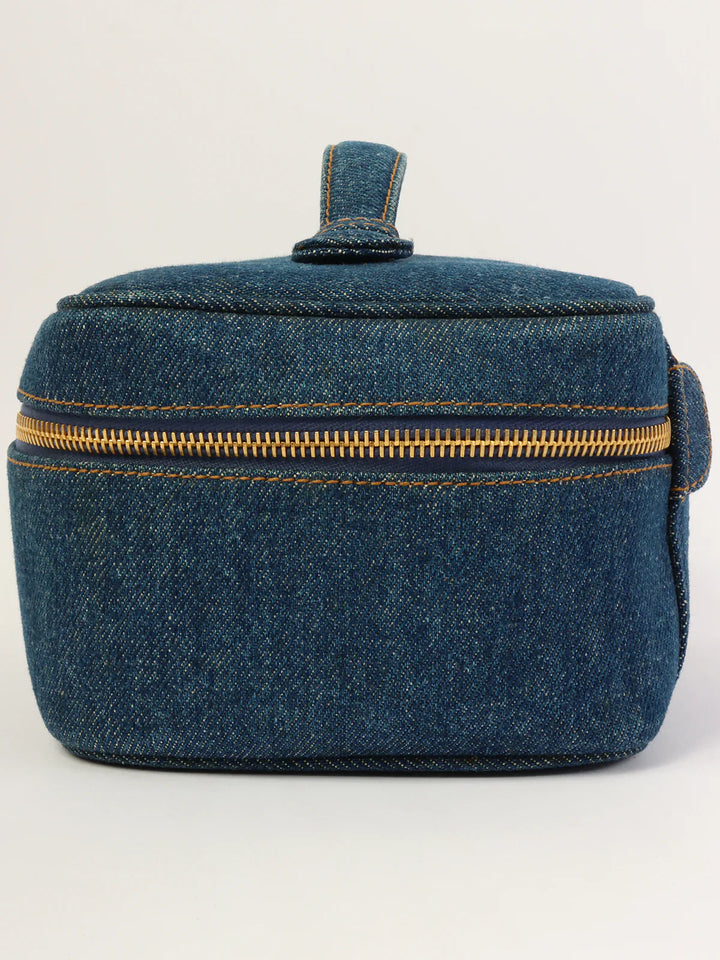 Chanel Around 1997 Made Denim Cc Mark Stitch Vanity Indigo