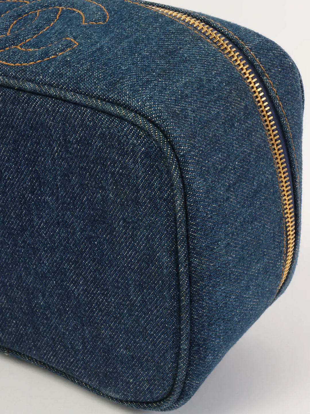 Chanel Around 1997 Made Denim Cc Mark Stitch Vanity Indigo