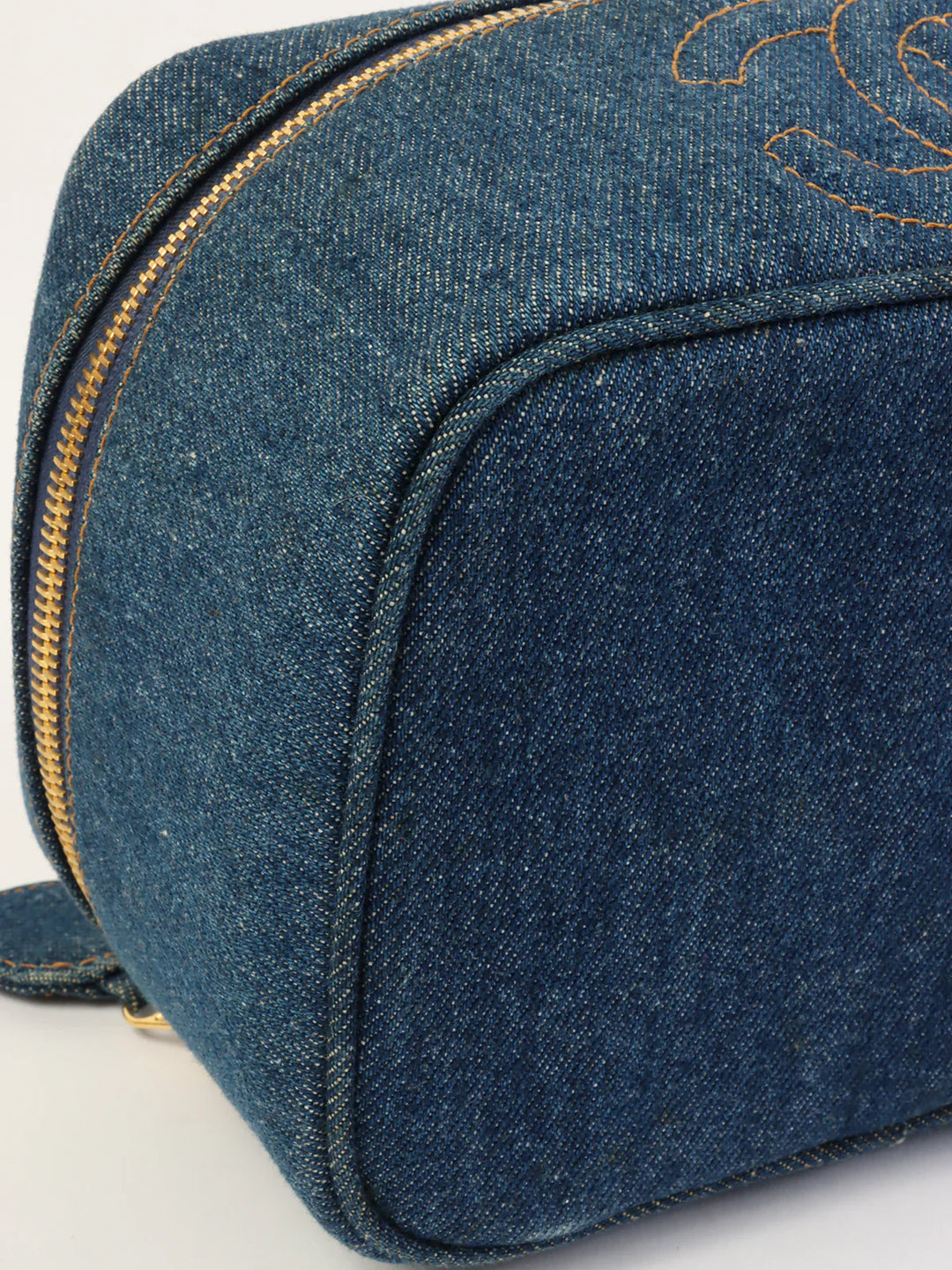 Chanel Around 1997 Made Denim Cc Mark Stitch Vanity Indigo