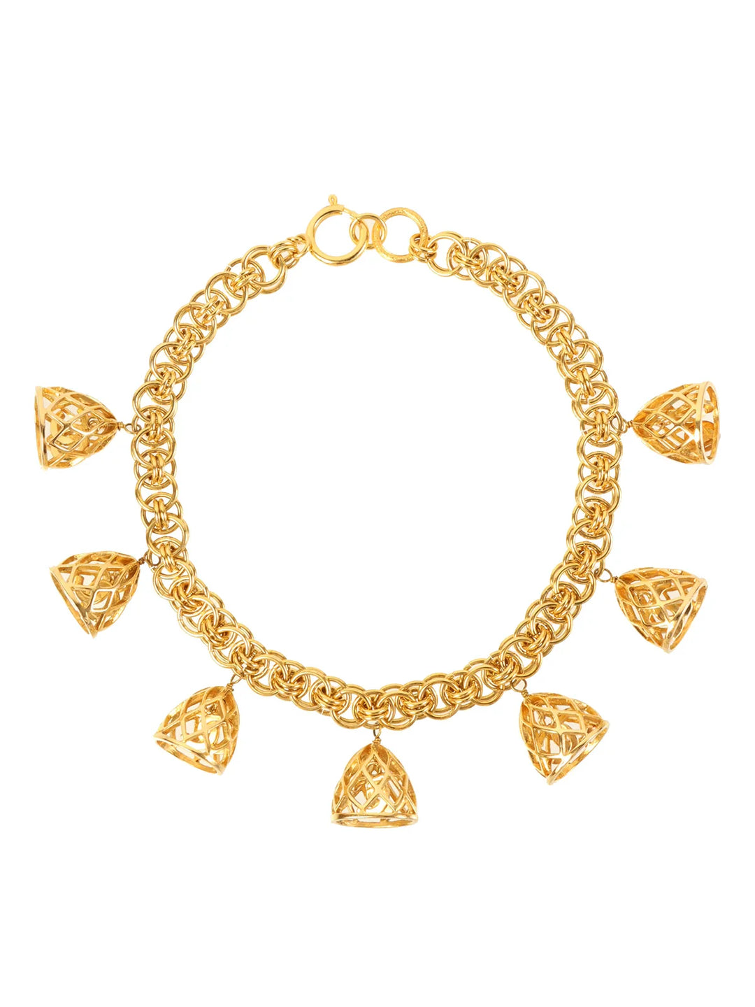 Chanel Bird Cage Cc Mark Swing Necklace Gold
