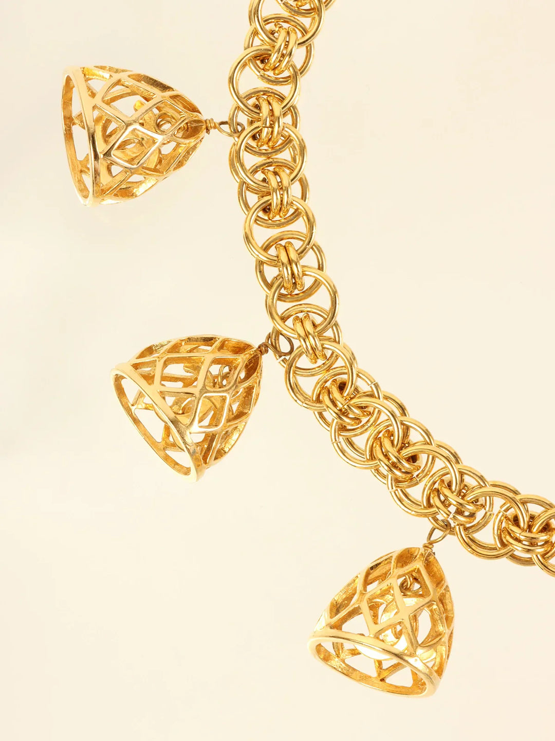 Chanel Bird Cage Cc Mark Swing Necklace Gold