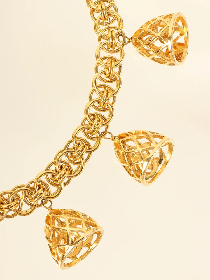 Chanel Bird Cage Cc Mark Swing Necklace Gold