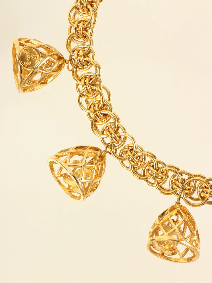 Chanel Bird Cage Cc Mark Swing Necklace Gold