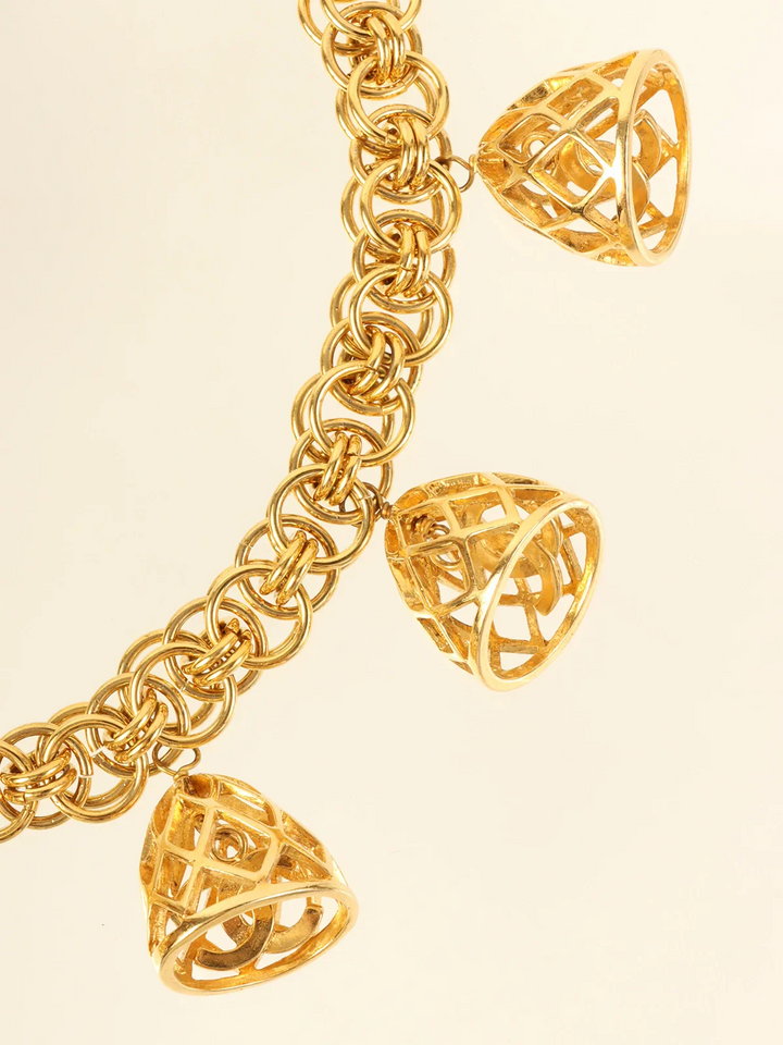 Chanel Bird Cage Cc Mark Swing Necklace Gold