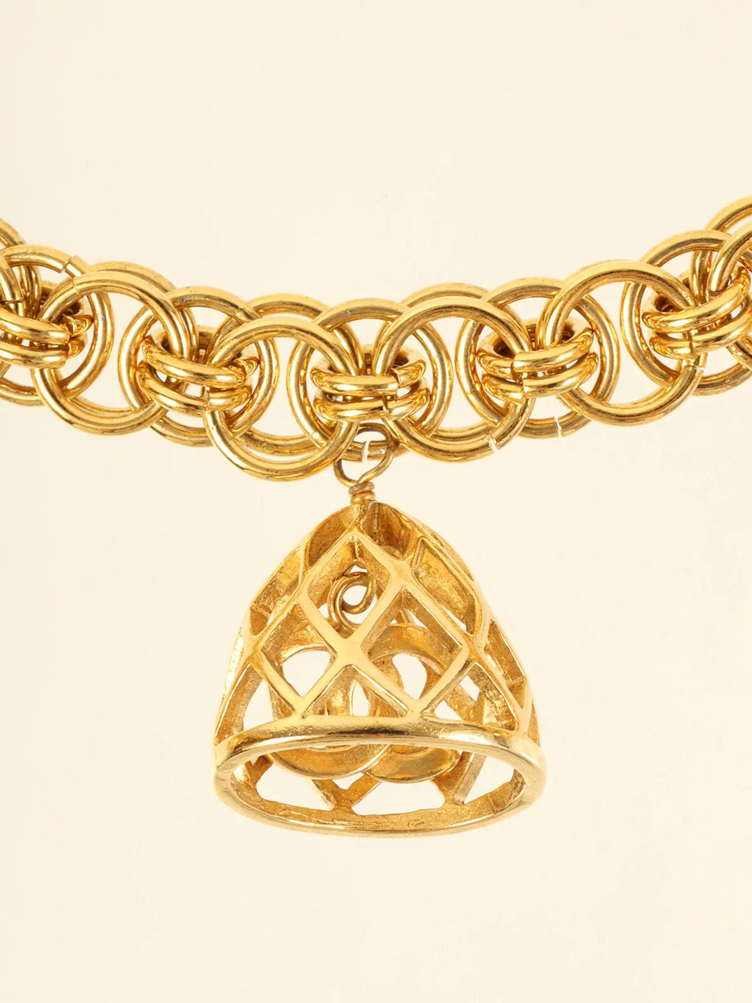 Chanel Bird Cage Cc Mark Swing Necklace Gold