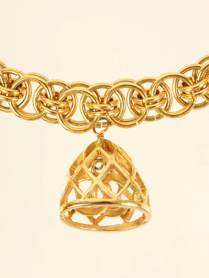 Chanel Bird Cage Cc Mark Swing Necklace Gold