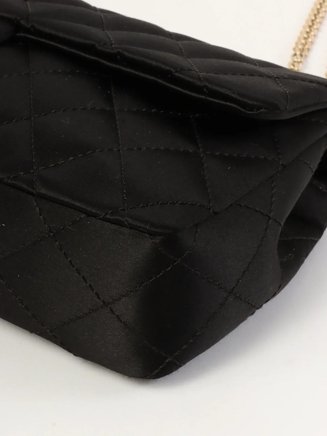 Chanel Around 2008 Made Silk Satin Gripoix Turn-Lock Chain Bag Black/Gold/Multi