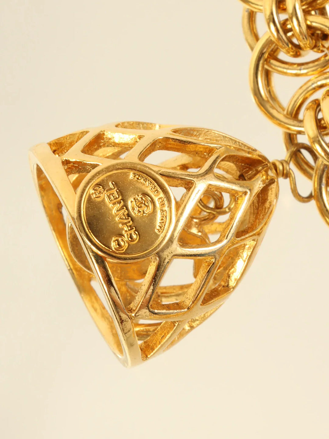 Chanel Bird Cage Cc Mark Swing Necklace Gold