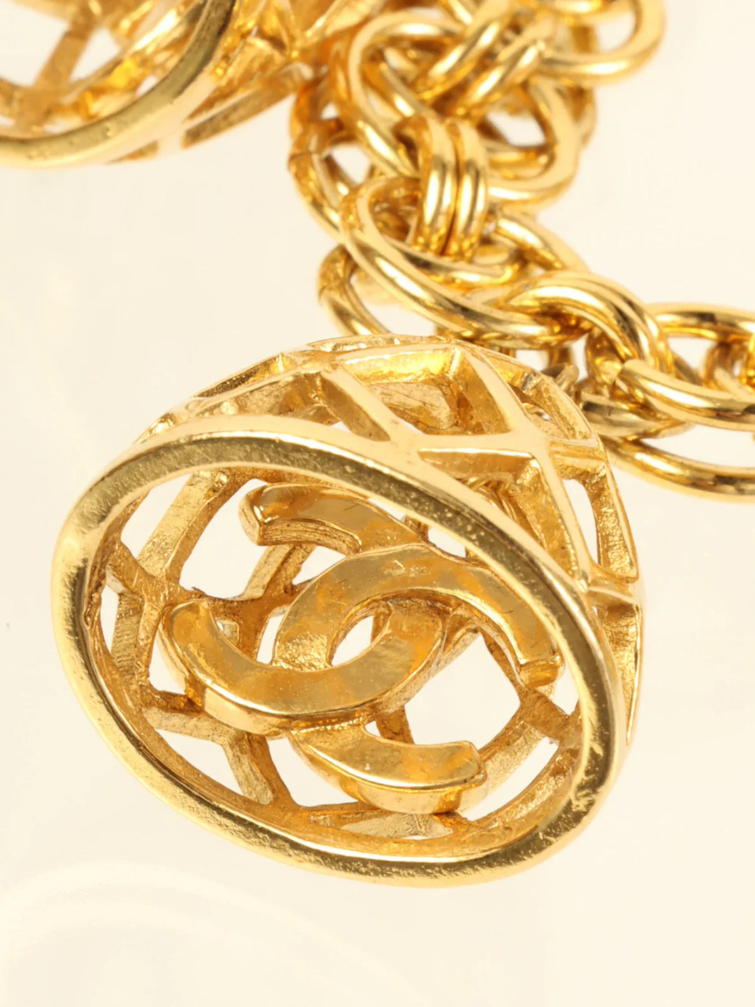 Chanel Bird Cage Cc Mark Swing Necklace Gold