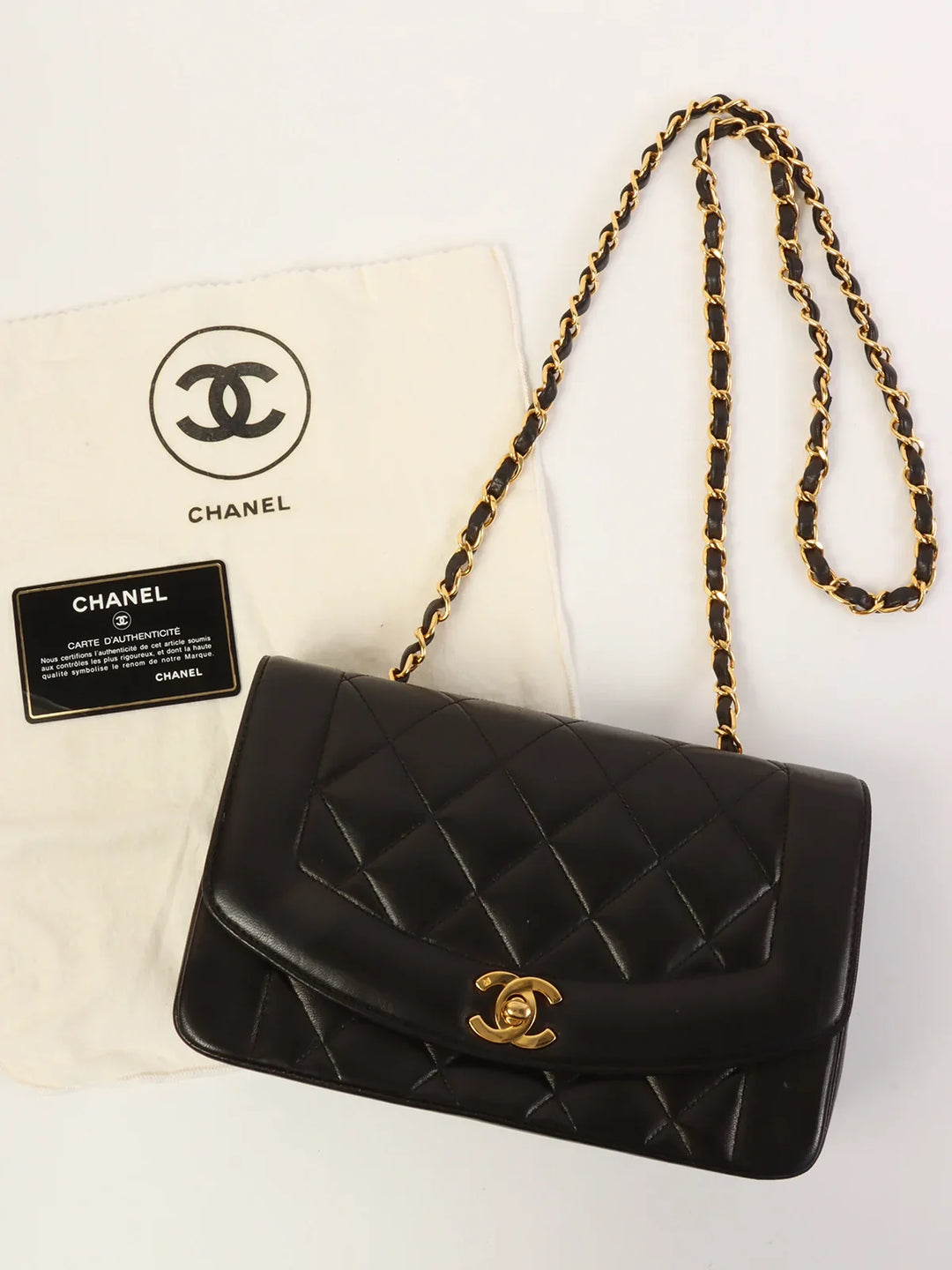Chanel Around 1992 Made Diana New Chain Bag 22Cm Black