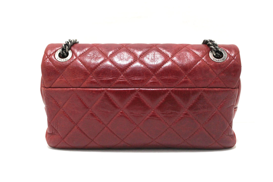 Top Quality Chanel Red Aged Calfskin Leather Quilted Medium Easy Flap Shoulder Bag