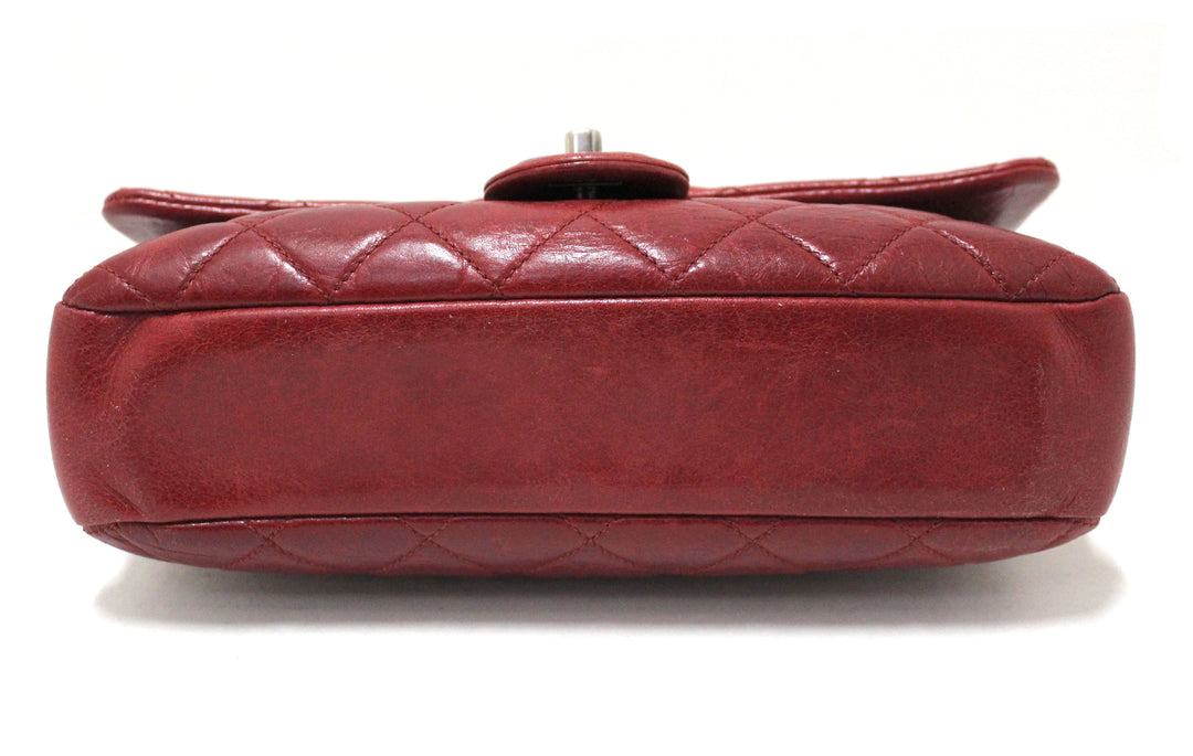 Top Quality Chanel Red Aged Calfskin Leather Quilted Medium Easy Flap Shoulder Bag