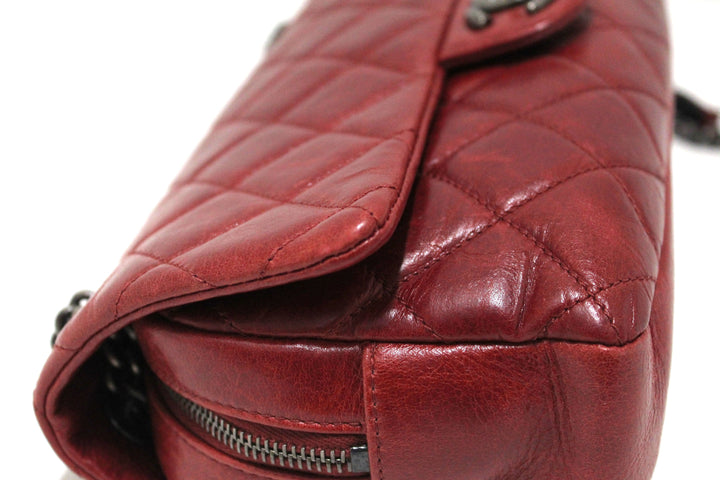 Top Quality Chanel Red Aged Calfskin Leather Quilted Medium Easy Flap Shoulder Bag