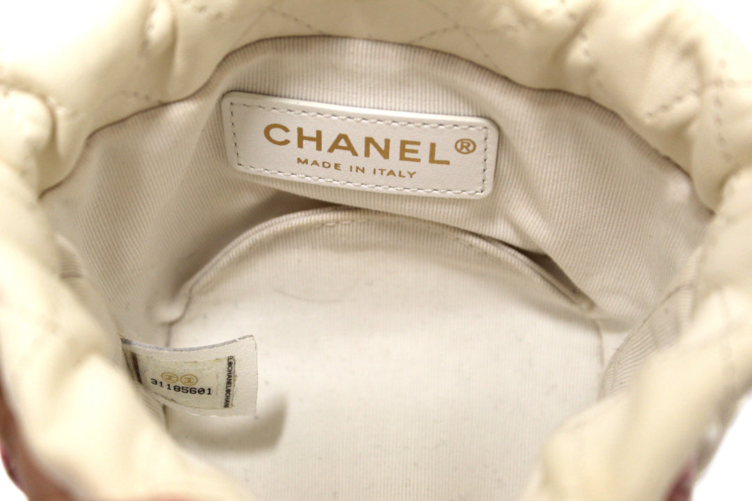 Top Quality Chanel Quilted Lambskin with Pearls Mini Drawstring Bucket Bag
