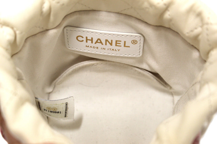 Top Quality Chanel Quilted Lambskin with Pearls Mini Drawstring Bucket Bag